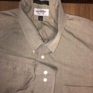 L. Strauss Levi’s Men's 18.5 34/35 BIG Long Sleeve Button Up Shirt Gray Brown